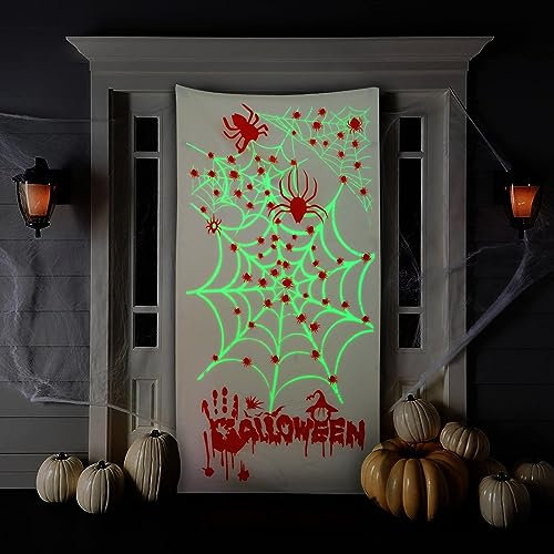 YuSaug Halloween Leuchtende Türvorhänge, Leuchtende Raumteilervorhänge Schreckliche Rote, Blutige Türabdeckung für Spukhaus Dekor Karneval Fasching Halloween Party Horror Dekoration