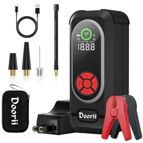 Doorii Q10 Booster Batterie Voiture 4000A, Démarreur de Batterie de Voiture Portable(Jusqu'à 8.0L Diesel ou 10.0L Gaz), 12V Jump Starter Câbles Démarrage étendus et Lumière 600 Lumens