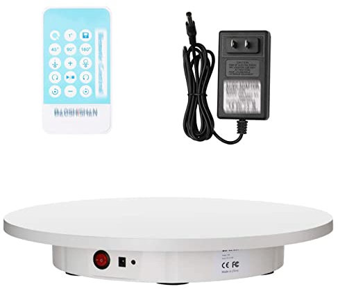 RayGenius Product Photography Turntable - Large Rotating Display with Remote Control, Motorised 360° Motorised Platform, 100kg Load Capacity,Plug-inwhite