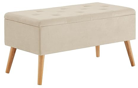 Zedelmaier Sitzbank mit Stauraum Sitztruhen Footstool Aufbewahrungsbox Stuhl Polstersitz aus Samt Moderne Möbel (Beige -Samt)