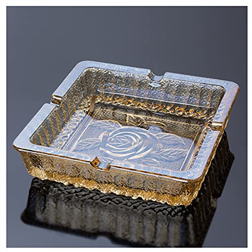 Crystal En Verre Au Cendrier À L'extérieur Porte-cendres De Cigarette À L'intérieur, Rose Motif De Bureau Fumer Le Plateau De Cendre, Plateau De Cendre En Verre Vint A