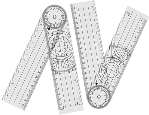 smartelf 2 Stück Winkelmesser, Goniometer Physiotherapie, Winkelmesser 360° Winkel Transparenter Gelenkmesser, PVC Medizinischer Winkelmesser, Winkelmesser Physiotherapie für Physiotherapie