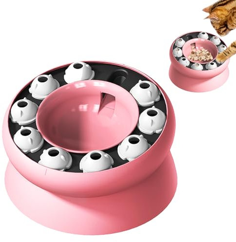 Duuclume Cat Slow Feeder Viaducto TazóN Dieta Saludable, Juguetes Educativos para Gatos Y Perros Estimulan El Dispensador De Tratamiento(Rosa)