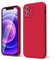 oakxco for iPhone 12 Mini Case Liquid Silicone, Soft Rubber Gel Elegant Aesthetic Basic Simple Cover, Cute Thin Slim TPU Matte Solid Color Plain Smooth Case for Women Men Girl, Red