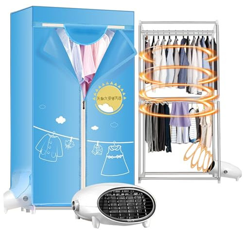 Generic Portable Sechoir Linge Electrique Penderie Chauffante Sèche-Linge à 2 Niveaux avec minuterie Armoire de séchage de Linge de 65 Pouces avec Grande capacité réglage à 3 Niveaux pour la Maison