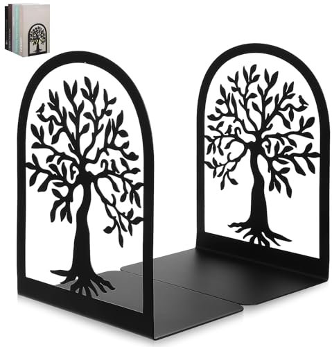VILLCASE 2 Stück Metall Buchstützen, 17,5X12X9cm Buchstützen Schwarz, Bücherstützen, Book Holder, Buchhalter, Buchstopperr, Bücherhalte für Büchers Schreibtisch Home Büro