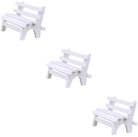 BESTonZON 3stücke Miniatur Gartenbank Weiße Doppelbank Für Miniatur Landschaften Fotografie Und Dekoration Im Innenbereich