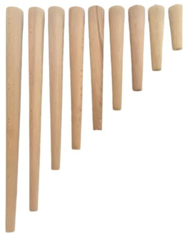 HOOZ Lot de 4 pieds de table en bois de hêtre naturel, 45 cm, tailles de 10 à 55 cm, avec vis à double filetage M8, hêtre naturel/teck, idéal pour les tables à manger, les bureaux, les tables basses