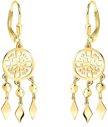 SOFIA MILANI - Damen Ohrringe 925 Silber - vergoldet/golden - Ornamenten Traumfänger Ohrhänger - E2649