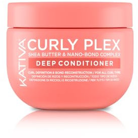 Kativa Curly Plex Deep Conditioner, 450 ml, für alle Arten von Locken, Definition von Locken und Wiederaufbau, mit Nano-Bond Complex, Shea Butther und Leinsamen