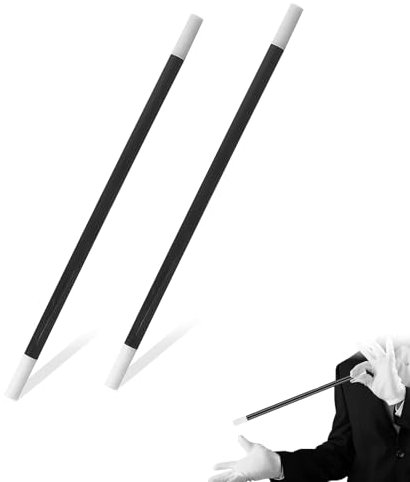 DHWEKU 2 Pcs Baguettes de Magicien Baguettes Magique Magicien Noir et Blanc Bâtons Magique en Plastique Classique Foulard Magique Colore pour Halloween Anniversaire Fête Mascarade