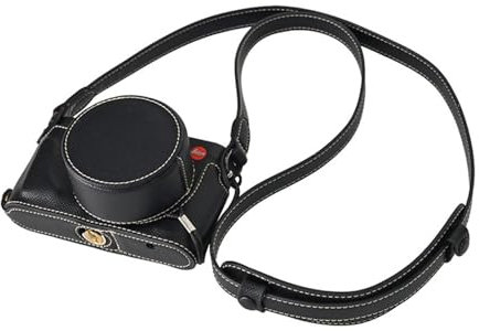 VOVMOEYA Kit de protection pour appareil photo Leica D-LUX8, pour Leica DLUX8 Demi-étui D-LUX 8 avec capuchon avant d'objectif et bandoulière, Noir , étui pour appareil photo rétro