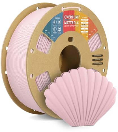OVERTURE Matte PLA 3D Printer Filament 1.75mm, 1kg Baby Pink | Frosted Matt Finish Hides Layer Lines, Accuracy +/- 0.02mm, Fit Most FDM Printer (Baby Pink)