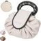 AUNGKWANG Lazy Kosmetikbeutel mit Kordelzug Portable, Aprikose Round One Step Drawstring Toiletry Bag, Reisetasche Beutel Aufbewahrung Organisator für Damen Mädchen