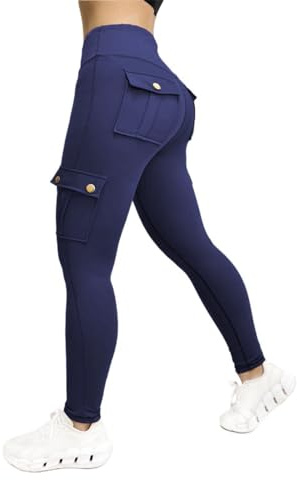 Generico Leggins Sportivi Donna Vita Alta Pantaloni Tuta Donna Palestra Yoga Pants da Lavoro con Tasche Pantalone Elasticizzati Dimagranti Pantacollant Sport Morbido per Pilates Fitness Training