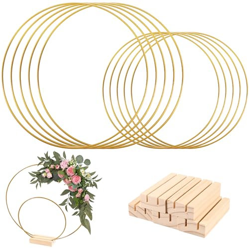 Editbar Metallringe zum Basteln,5-teiliges Set Metallring mit Fuß,15cm + 25cm etallringe zum Basteln,Für Hochzeitskranzdekoration, DIY-Kranzbasteln, Wandbehangbasteln,DIY Traumfänger