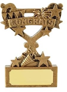 SilverTrophy: Congrats Gift Award - Proud of You, Congratulations, Well Done, New Job, New Home, Passing Exams, Driving Test, New Baby, Engagement, Winner, Gold Mini Trophy Award Engraving Plate