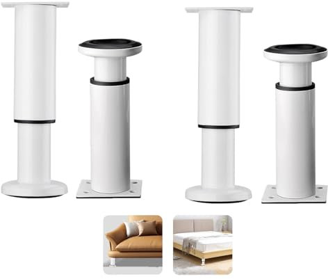 Lot de 4 pieds de meubles en métal réglables pour placard de cuisine, table, chaise, canapé-lit (noir, 8 cm)