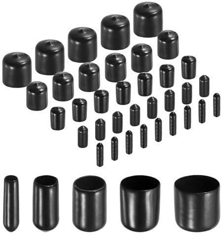 QUARKZMAN 100Pcs Embout Caoutchouc 3mm 6mm 12.5mm 19mm 25mm Cache Vis Noir de Protection Rond Protecteurs de Filetage