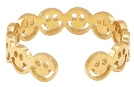 Heideman Ring Damen Esmie Edelstahl Happy Face verstellbar | Verspieltes Geschenk zum Verschenken an beste Freundin, trendig im Alltag und Büro, nickelfrei und alltagstauglich