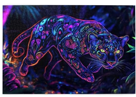 Leopard Puzzle 1000 Teile Erwachsene Traum, Puzzles mit Verpackung Box und Poster, Lustig Stress Abbauen Familien Unterhaltungsspiele für Raumdekoration, Kreative Geschenke für Männer/Frauen 1T-1560