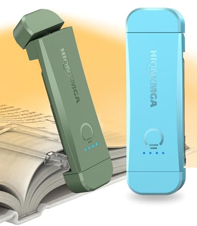 HIONXMGA 2x Leselampe Buch Klemme, Augenschonende Leselampe Buch,3 Farben & Stufenlosem Dimmen, Wiederaufladbar Leselicht, Perfektes für Buchliebhaber, Kinder,