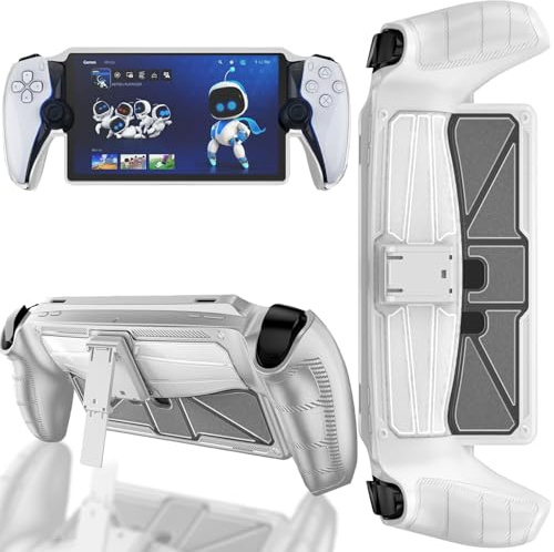 TXWLLIU Custodia Protettiva Sony Compatibile con PlayStation Portal, Custodia per Controller PS5 con Supporto, Custodia Ammortizzante, Trasparente & Bianco