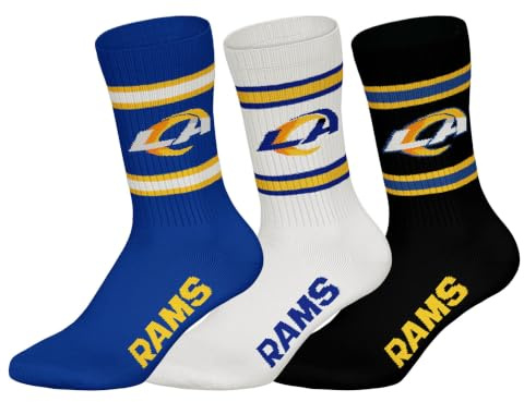 NFL Unisex Team Crew Socken, 3er Pack | Weicher Baumwoll-Mix, gerippter Bund mit Streifen und Logo, atmungsaktiv, pflegeleicht