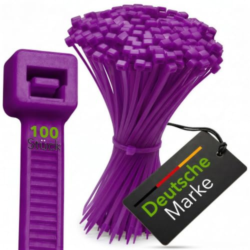 BeBo Kabelbinder Lila Violett 4.8 x 200 mm I 100 Stück stabil & vielseitig für den Innen & Außenbereich I unauffällige Kabelbefestigung für Heim und Handwerk