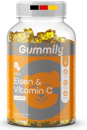 Gummily® Eisen & Vitamin C Gummibärchen für Kinder - 7 mg Eisen & 10 mg Vitamin C - 60 Stück