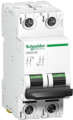 Schneider A9N61538 Mcb Miniature Circuit Breaker C60H-DC 2P 50A, White