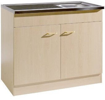 Spülenschrank Start mit 2 Türen und 1 Auflagebecken Größe: 80cm W x 50cm T, Farbe: Buche