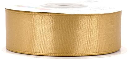 Satinband 25mm x 25m Rolle - FARBAUSWAHL in 3/6/12/18/25/38/50/75/100mm - farbecht & waschbar - Schleifenband für Hochzeit - Geschenkband zum Verpacken Dekorieren Basteln - Hellgold 680