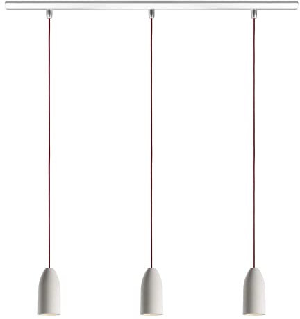Buchenbusch urban design 3er Pendelleuchte light edition, Wohnzimmer Lampe mit Textilkabel Bordeaux, Hängelampe Schlafzimmer, Deckenlampe Industrial