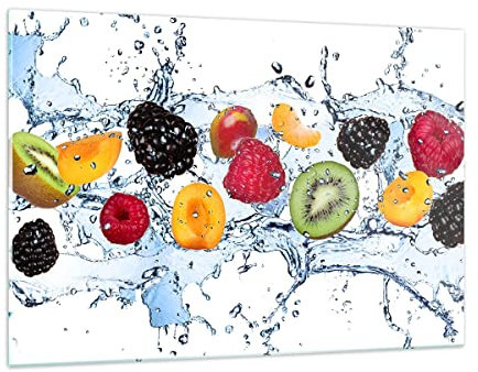 ARTTOR Wandbilder Dekoration Wohnzimmer Wasser Früchte frisch Essen Bilder auf Glas 120x80cm Glasbild Schlafzimmer Küche Deko Wand Kunstdruck Art Groß XXL Wanddeko Bild im Glas Modern GAA120x80-2675