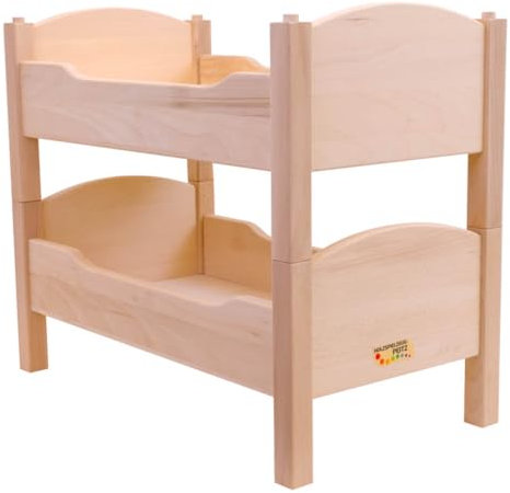 Holzspielzeug Peitz Puppenetagenbett aus Holz | Puppenhochbett für Puppen bis 50 cm | Natur oder Geölt | Robustes Buchenholz