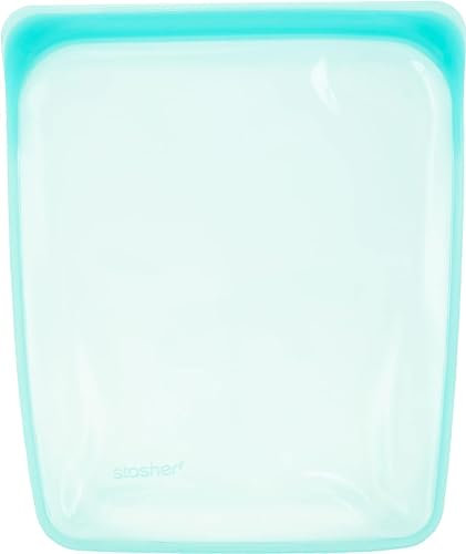 Stasher Bag Premium Silikonbeutel wiederverwendbar für Lebensmittel, Half Gallon, Aqua, Dauerhaft, Backofen, spülmaschinen & Gefrierfest, Umweltfreundlich, Lunch-Tasche, Für Essenszubereitung, 1893ml