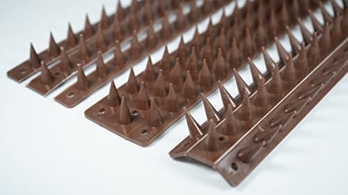 Prikkastrip Eco FENCE WALL SPIKES - 5m Garden Security Anti-Climb Deterrent for Cats, Foxes, Birds & Intruders, Plastic Fence Toppers, Weatherproof & UV Resistant, Brown