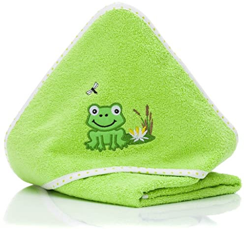 Fillikid Kapuzenbadetuch 75x75 cm Frosch grün
