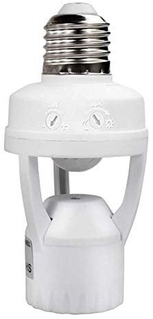 TWDRTDD Motion Sensor Light Socket,PIR Motion E27 Screw Bulb Adapter,Auto On/Off Night Light Control Smart Sensor Bulb Adapter for Storage Room, Garage Lighting Fixture (Non-rotatable)
