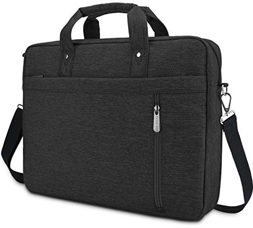 DOB SECHS Laptoptasche 15-15,6 Zoll Aktentaschen Notebooktasche Schulter Tasche für Uni Arbeit Business (Schwarz)