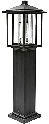 NZDY Poste de Lámpara de Aire Acondicionado Moderno Y Simple, con Pantalla de Vidrio Transparente Farol de Poste para Exterior, Luz de Poste de Decoración de Villa con Revestimiento Negro, Farola de