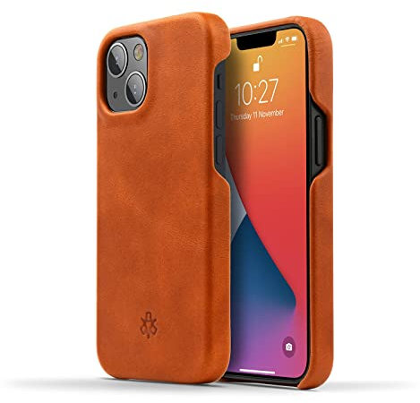 NOVADA Genuine Leather Case for iPhone 13 Mini - Compatible with MagSafe - Tan