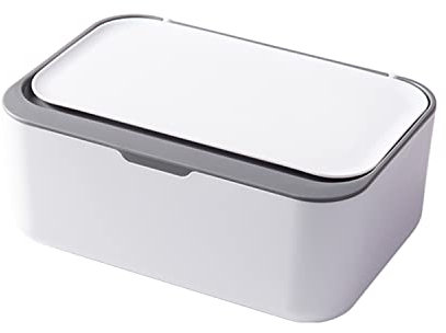 Baby Wet Wipes Box,Wipes Dispenser Case, Keep Wipes Fresh Tissue Storage Case Container Plastic Napkin Box Toilet Paper Holder with Lid Seal for Home Office Car (Gray+White)