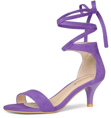 Allegra K Women's Open Toe Kitten Heel Lace Up Dress Sandals Purple 5 UK/Label Size 7 US