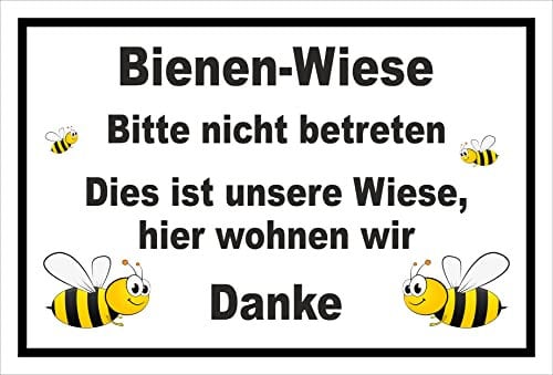 Melis-Folienwerkstatt Schild Bienen-Wiese Nicht betreten 30x20cm - Bohrlöcher - 3mm Hartschaum – 20 VAR S00359-240-A