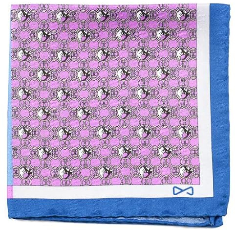 Fazzoletto da Taschino In Seta Rosa Con Fantasia Geometrica