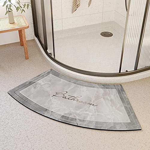 MOTT 50 Tapis de douche d'angle à séchage rapide, tapis de bain incurvé antidérapant pour douche circulaire, doux et absorbant, tapis de secteur pour salle de bain, tapis de sol confortable, gris