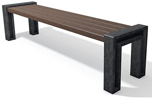 hanit® Hyde Park Gartenbank ohne Lehne, Parkbank, wetterfest, schwarz-braun (1,65m)