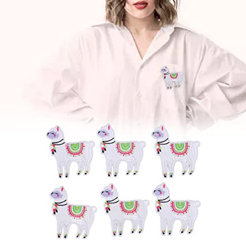 Flicken Zum AufbüGeln FüR Kleidung, AufnäHer, KleidungsaufnäHer, 6 StüCk AufbüGler Zum AufbüGeln, Cartoon-Alpaka-Form, DIY, Baumwolle, Stickerei, Kleidung, AufnäHer, Abzeichen, Dekoration